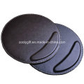 Round Mouse Pad with Wrist Rest Custom Personalized Black/ Brown PU Leather Mouse Pads Wholesale